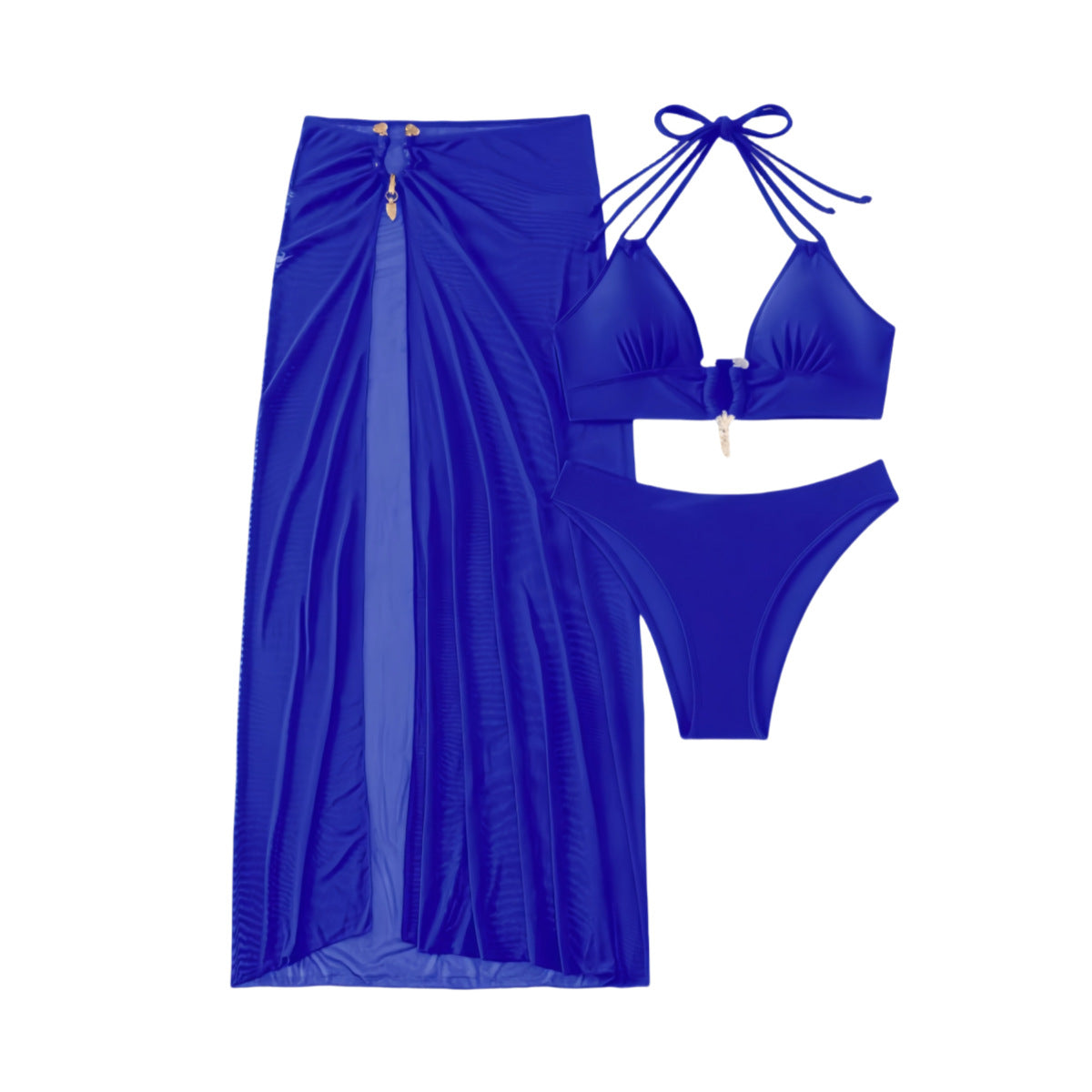 Stilrent Bikiniset med Chic Wrapkjol och Fina Detaljer