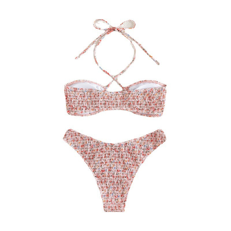 Stilren Bandeau-Bikini med Chic Wickeldesign och Justerbara Snören