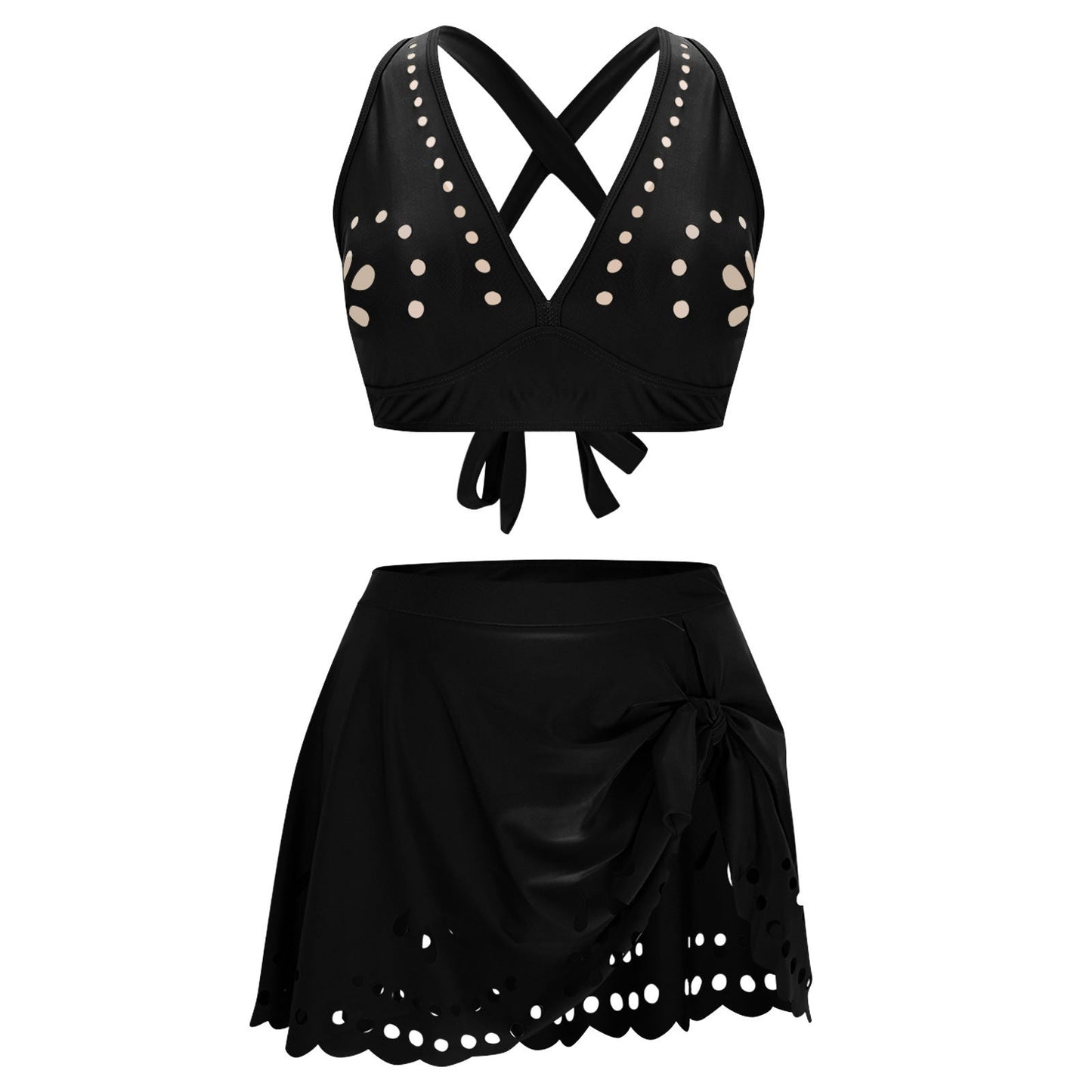 Stilrent Bade-Set med Skirt och Korsade Remmar