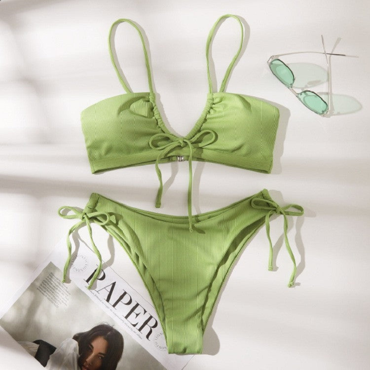Snygg Bandeau-Bikini med Justerbart Wrap-Detalj