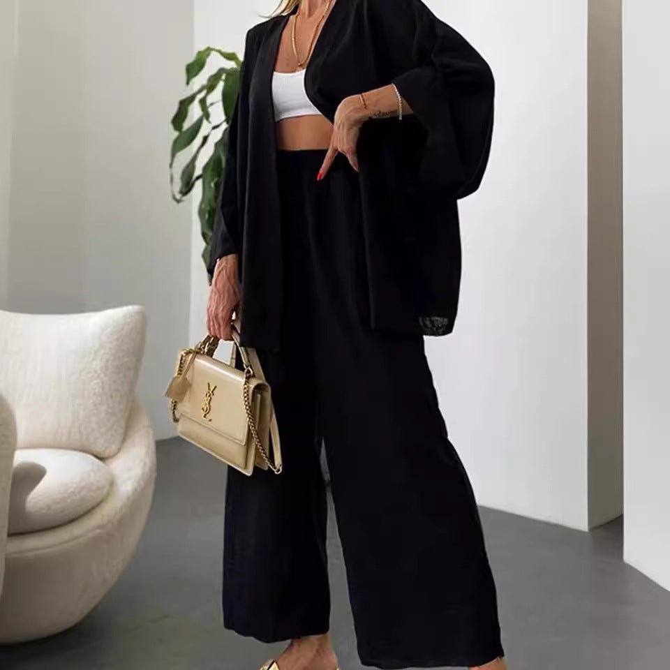 Elegant loungeset för kvinnor med mjuka ärmar och flexibel midja