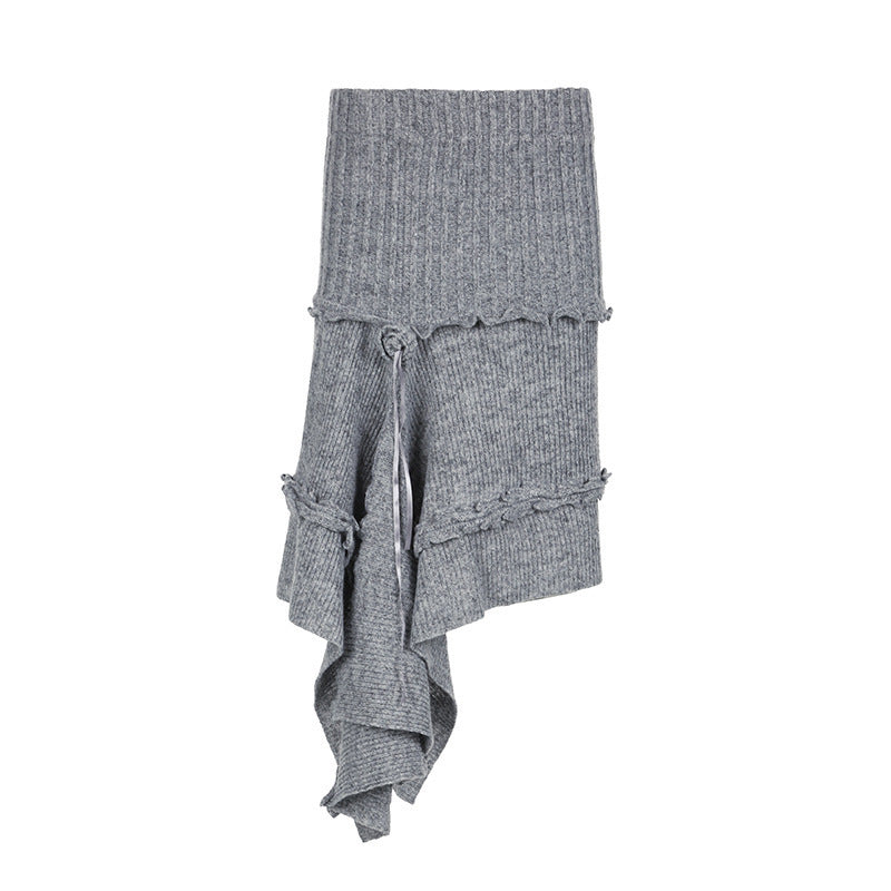 Asymmetrisk Stickad Kappa med Eleganta Detaljer