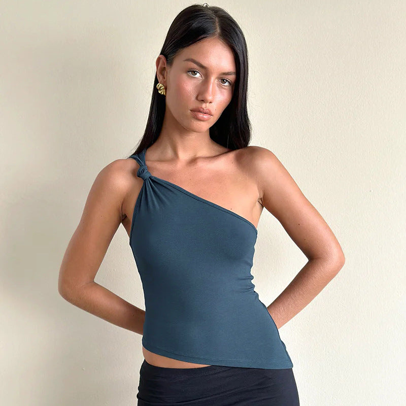 Asymmetrisk Top med Fint Knyt-Detalj för Stiliga Kvinnor