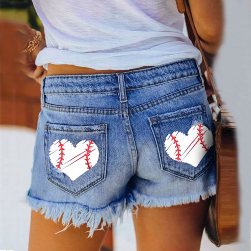 Stilfulde Denim-Shorts med frynser og trendy slidte detaljer