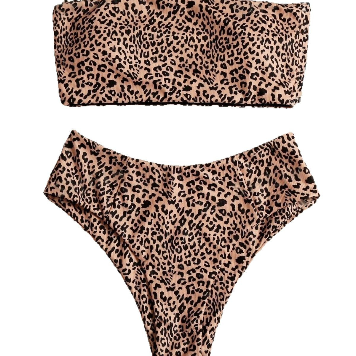 Stiligt Bandeau-Bikini-Set med Snyggt Djurmotiv