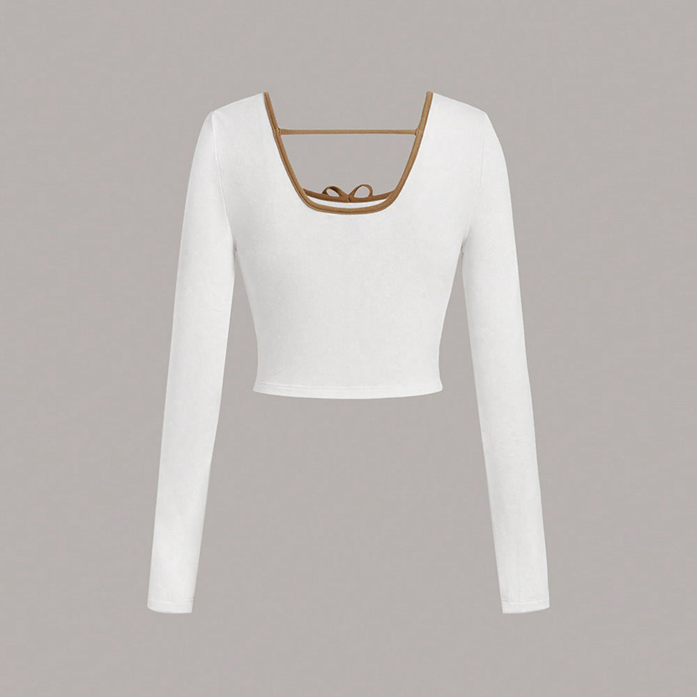 Chic cropped langærmet top med trendy firkantet udskæring