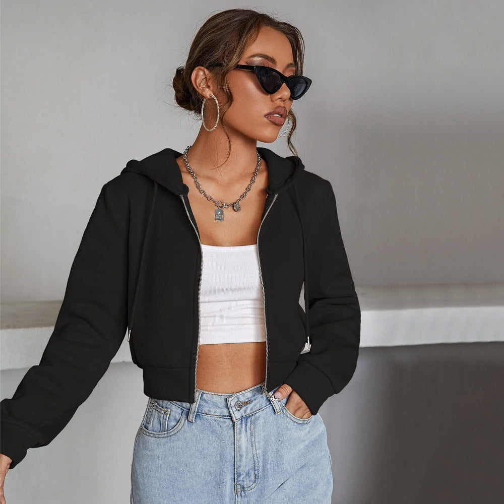 Chic croppad hoodiejacka för dam i modern design