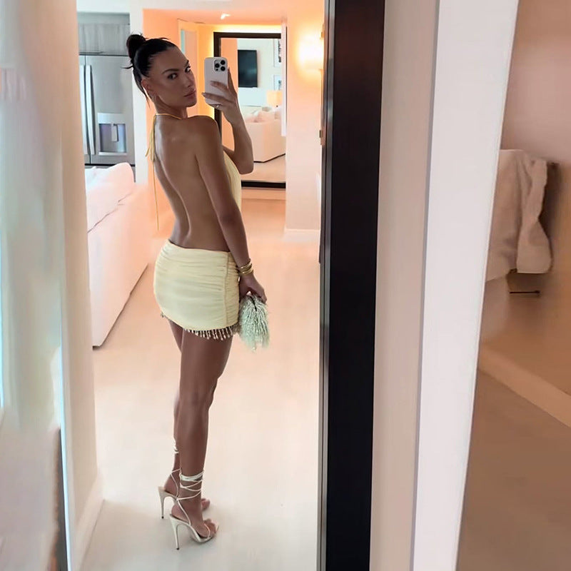 Sofistikerat ärmlöst Miniklänning med Fina Detaljer