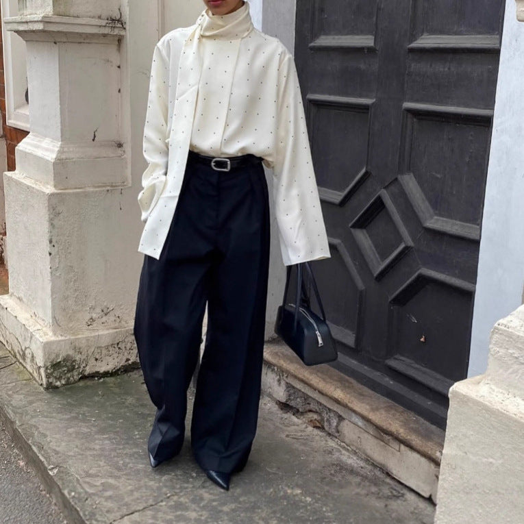 Sofistikerad Blus med Rosett och Mönstrad Design