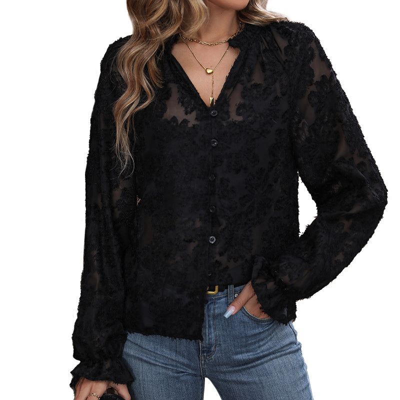 Elegante Bluse med Blomster Spidser fra StjerneLys