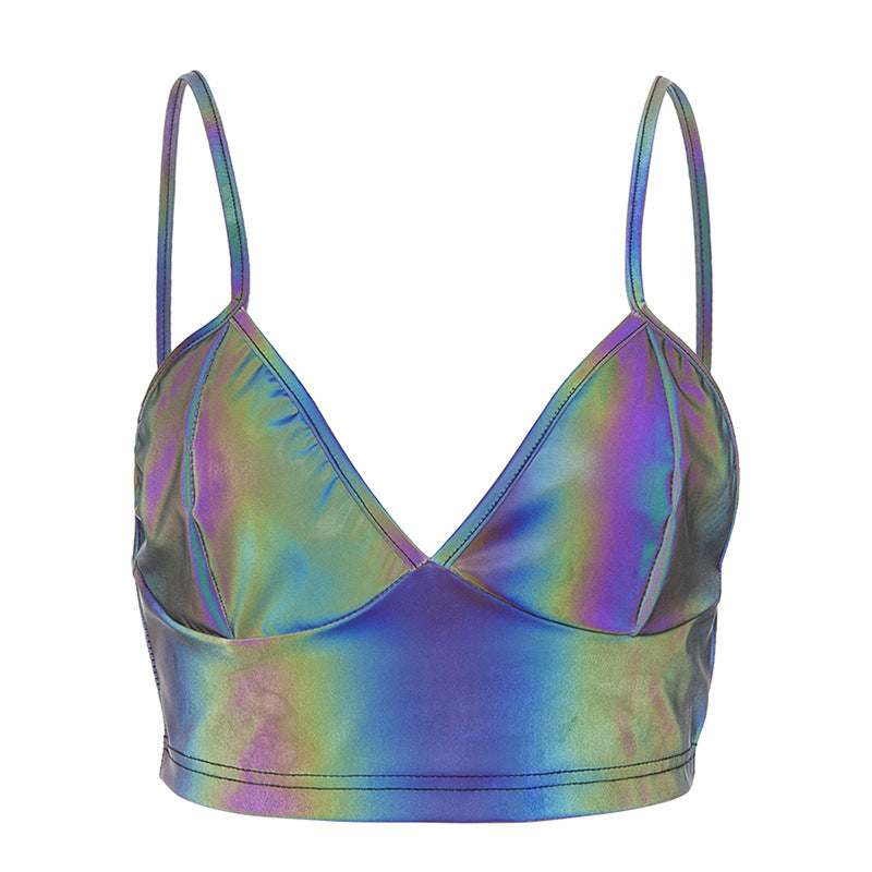 Glamorös Cropped Bralette med Glittrande Finish