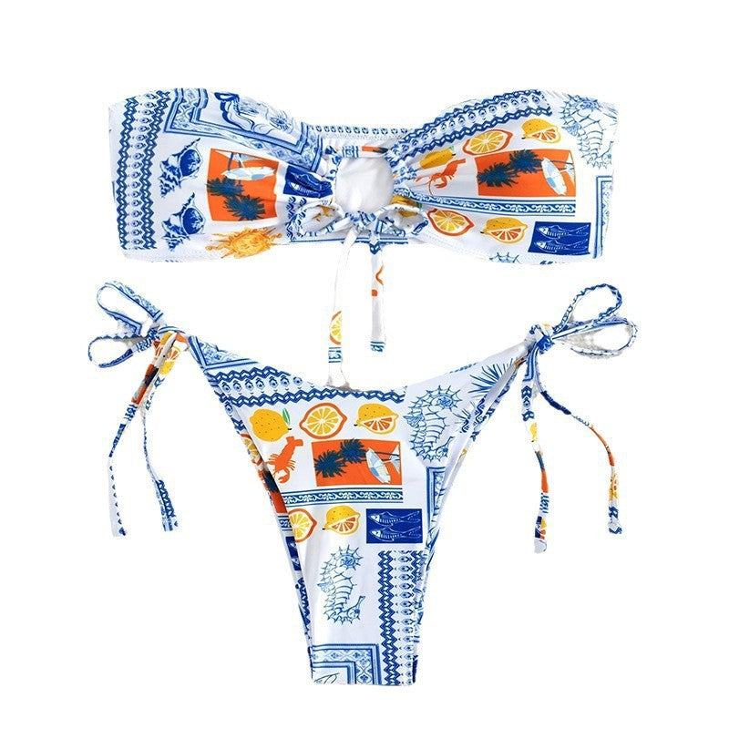 Blommig Bandeau-Bikini för Stilsäkra Sommardagar