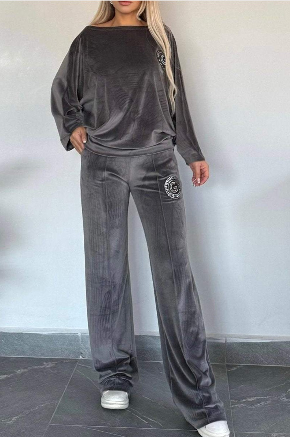 Elegant Loungewear-Sæt i Blødt Velour til Kvinder