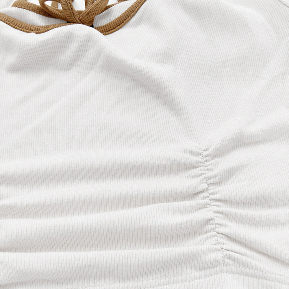 Chic cropped langærmet top med trendy firkantet udskæring