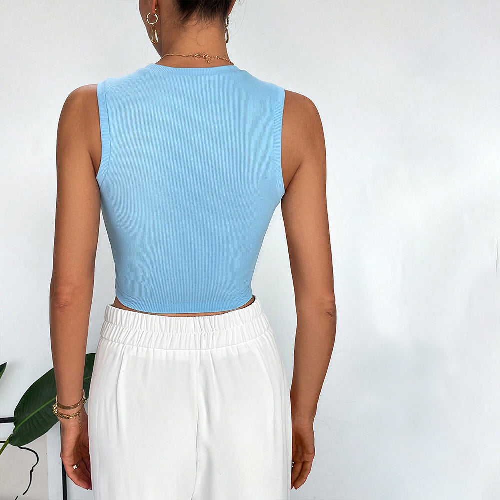 Elegant Korte Tanktop med Knytning til Kvinder