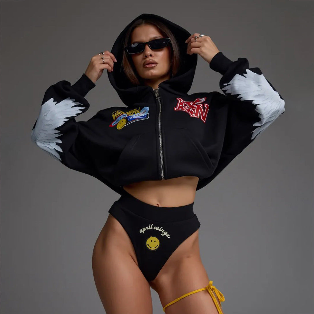 Stilfuld cropped Sweatjakke med unikke detaljer