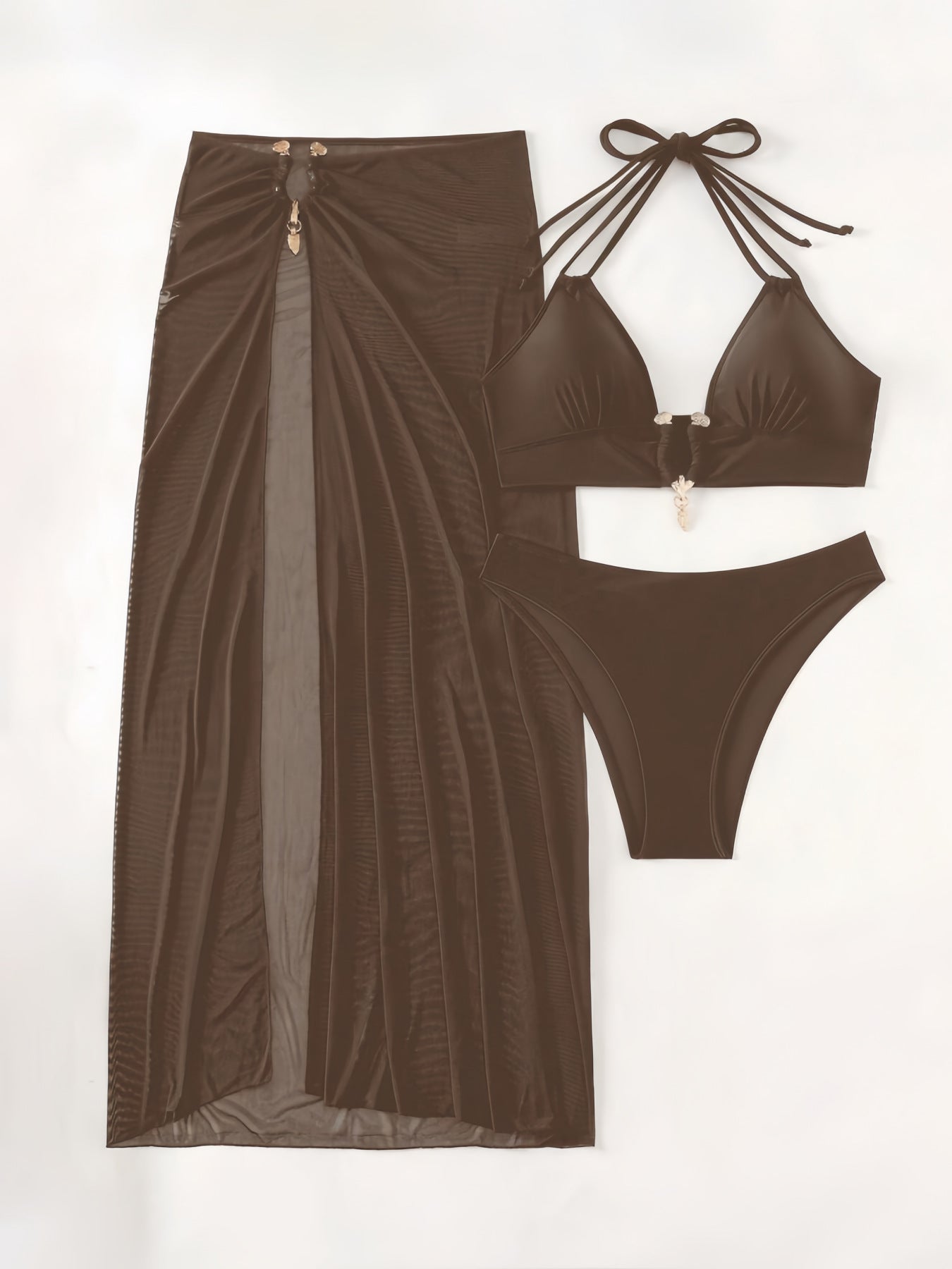 Stilrent Bikiniset med Chic Wrapkjol och Fina Detaljer