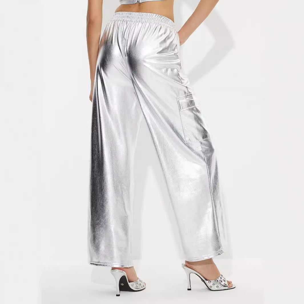 Damerne Cargo-Bukser i Strålende Metallic-Finish