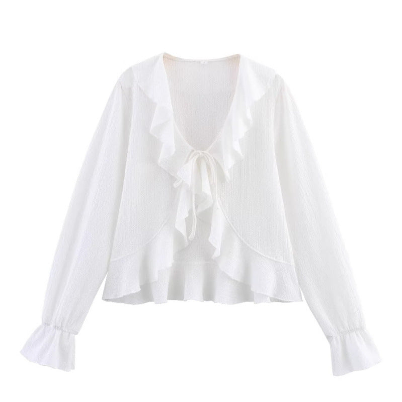 Feminine Bluse med Flotte Rynkedetaljer og Blomsterprint