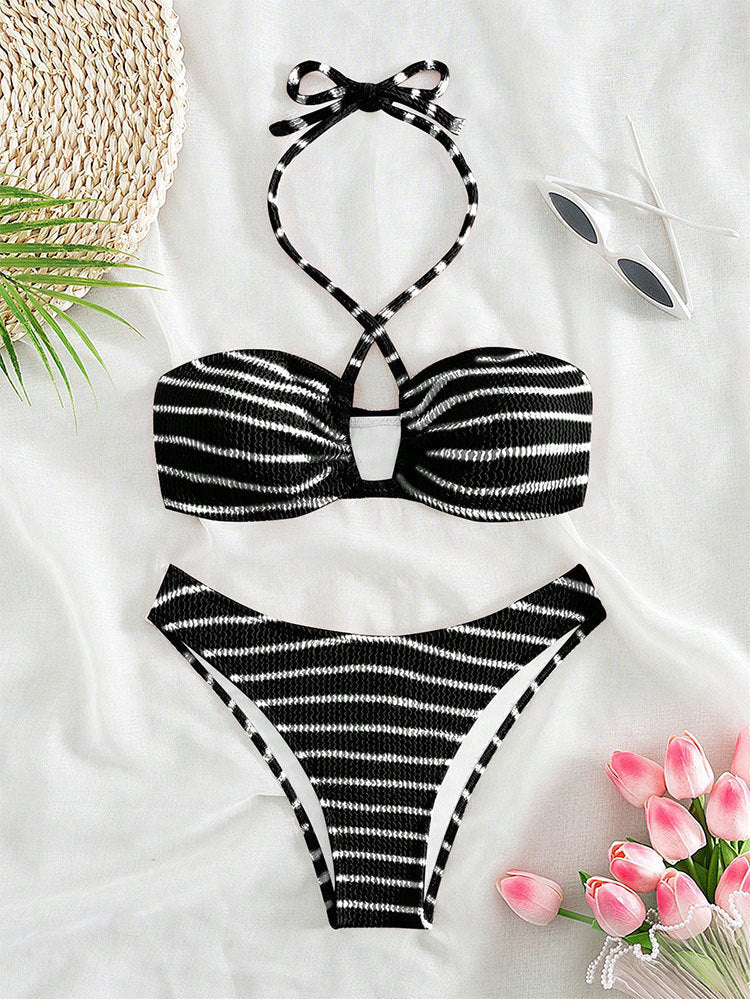 Snygg Bandeau-Bikini med Tidlös Randdesign