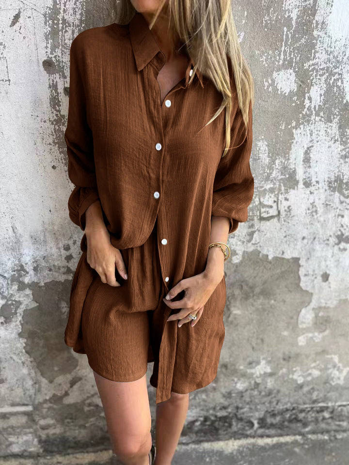 Oversize Bluse og Shorts-Sæt – Solfyldt Stil
