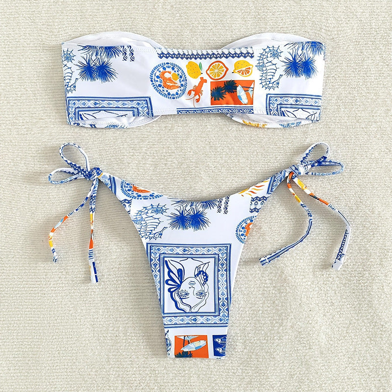 Blommig Bandeau-Bikini för Stilsäkra Sommardagar