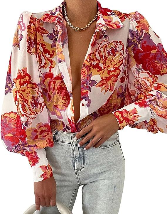Elegant blus med djurtryck och lös silhuett