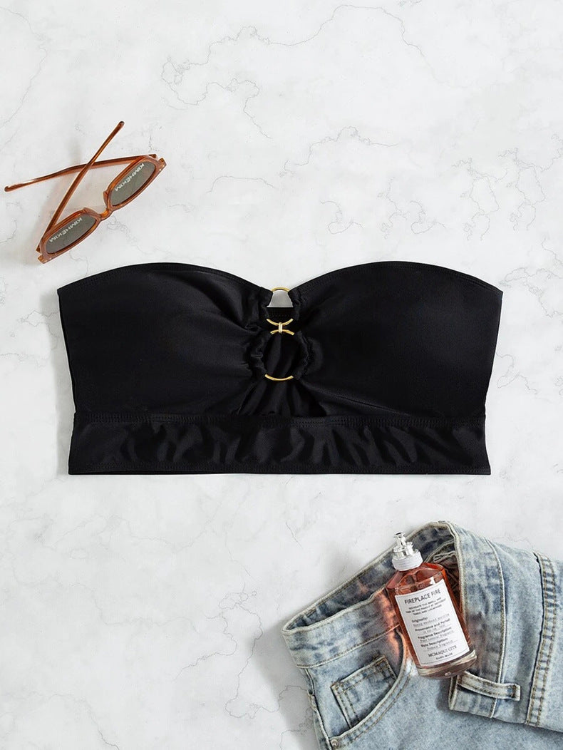 Eleganta Bandeau-Bikiniöverdel med Trendigt Ringdetalj