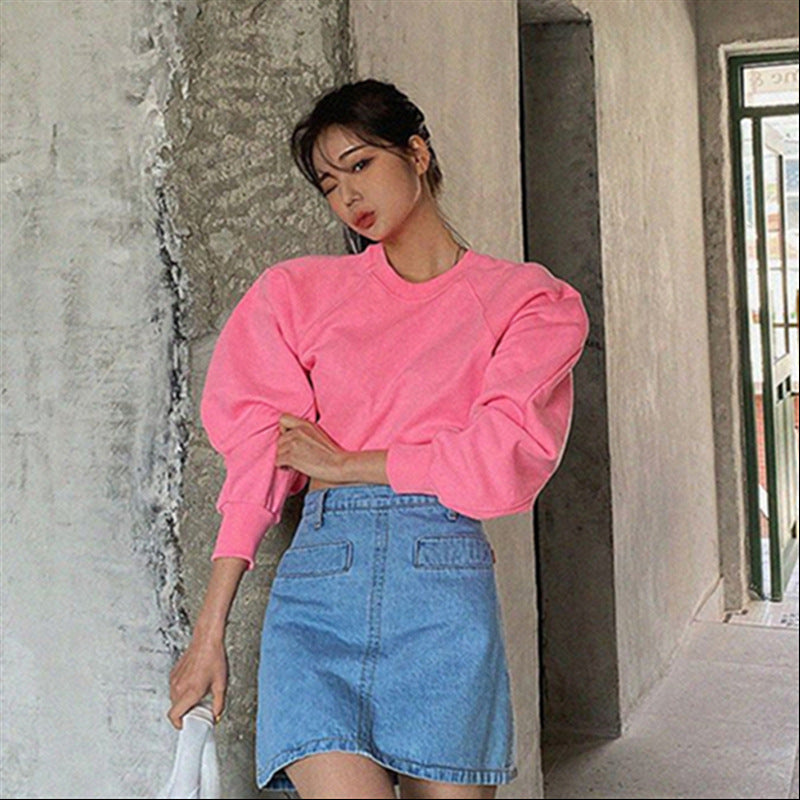 Cropped Sweatshirt til Damer med Luftige Ærmer