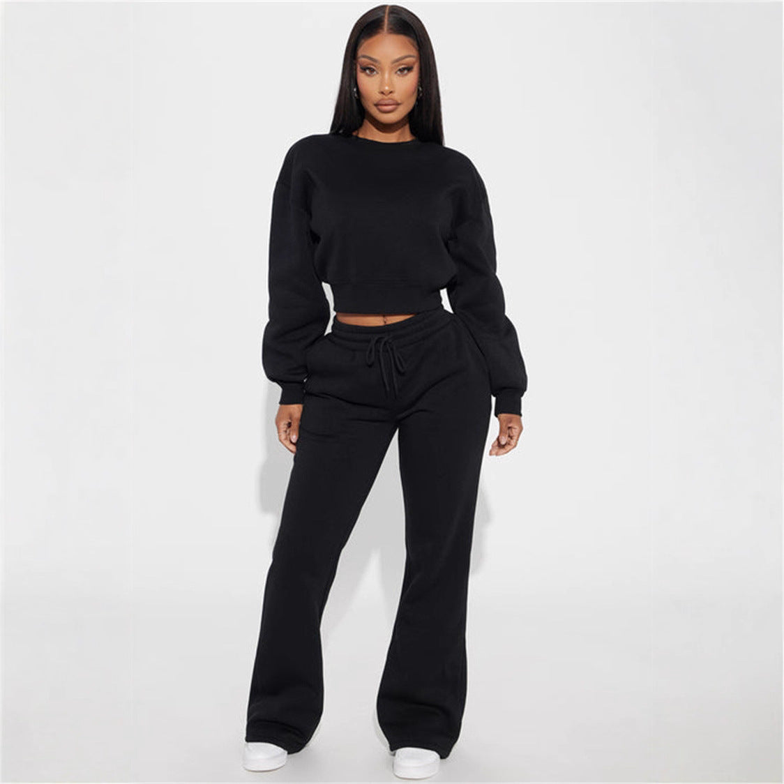 Cropped Sweatshirt med Voluminøse Ærmer fra Stilsikker