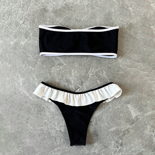 Feminint Bandeau-Bikini Set med Ryschdetaljer