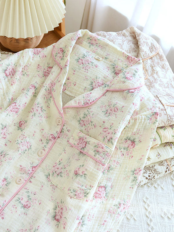Elegant Dame Pyjamasæt med Blomsterprint og Komfort