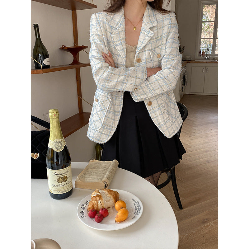 Elegant Tweedjacka med Unika Knappdetaljer