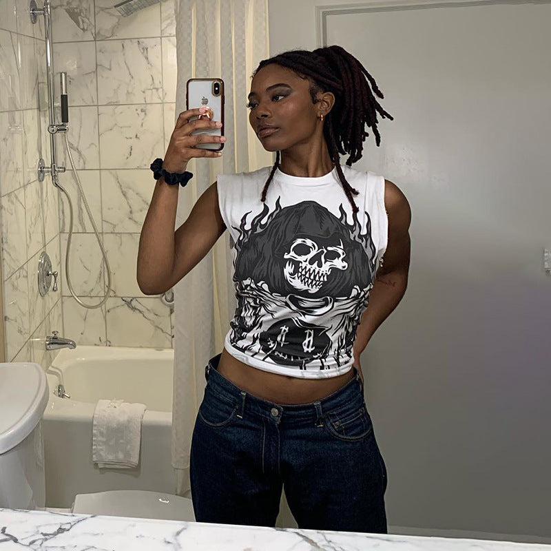 Stilrent ärmlös T-shirt med djärv djurillustration