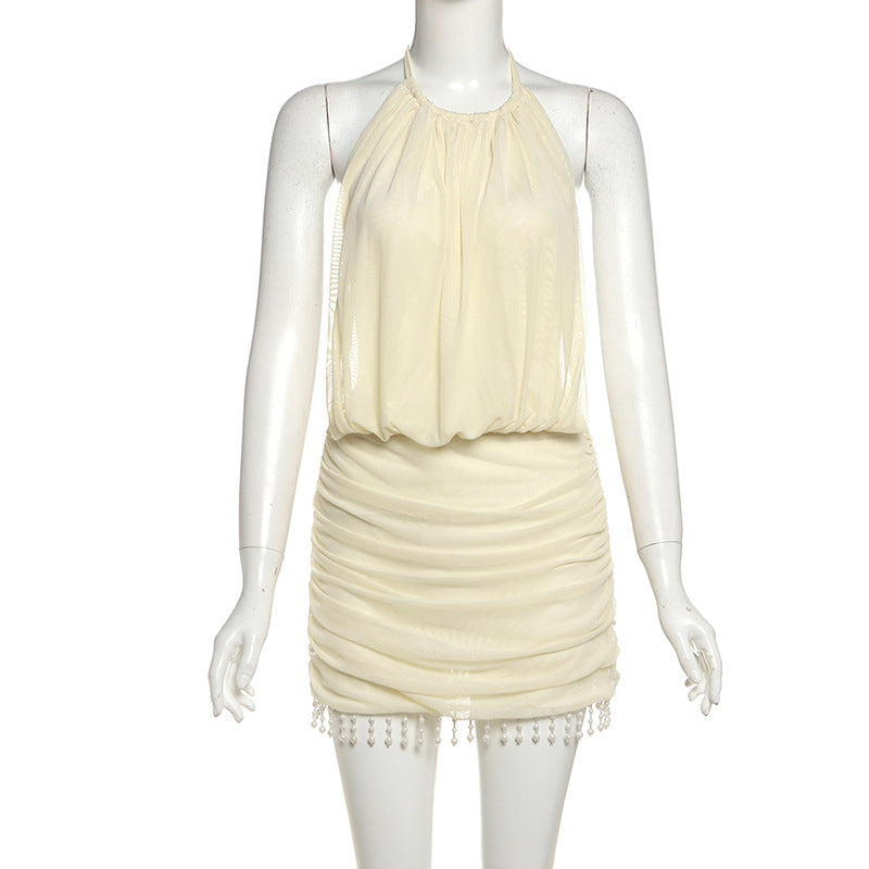 Sofistikerat ärmlöst Miniklänning med Fina Detaljer