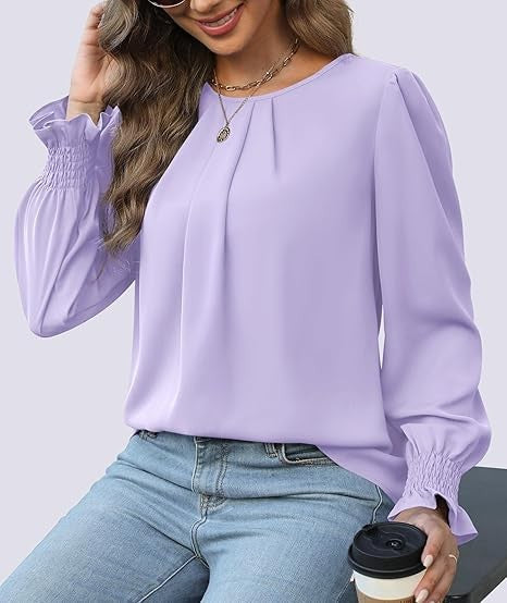 Denim Chic Bluse med Puffærmer