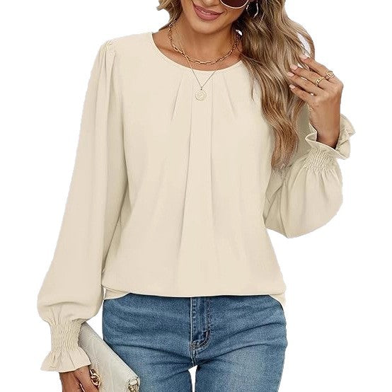 Denim Chic Bluse med Puffærmer