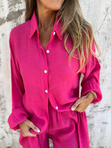 Oversize Bluse og Shorts-Sæt – Solfyldt Stil
