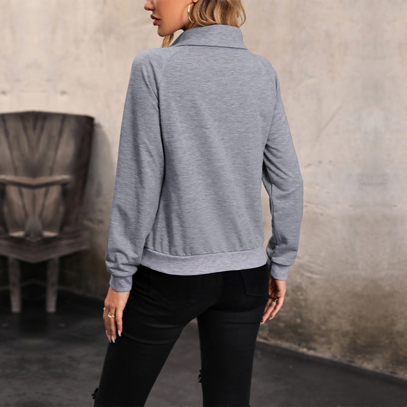 Stilrent långärmat sweatshirt för kvinnor med krage