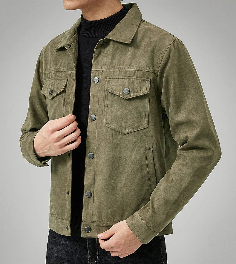 Viktor – herrejakke i kunstlæder med knapliste og brystlomme