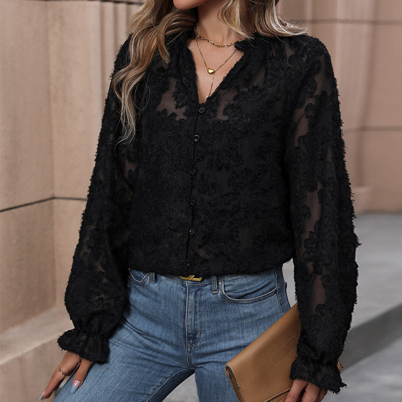 Elegante Bluse med Blomster Spidser fra StjerneLys