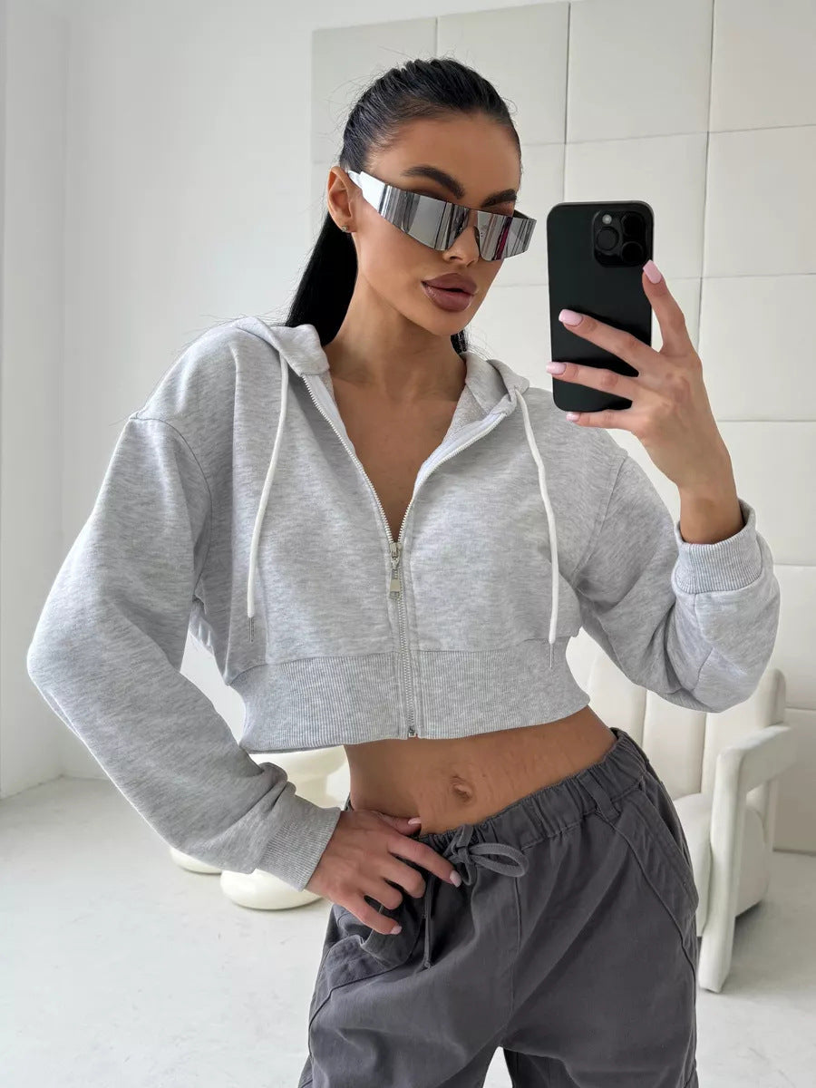 Cropped Zip-Hoodie i Urban Chic fra ModeFusion