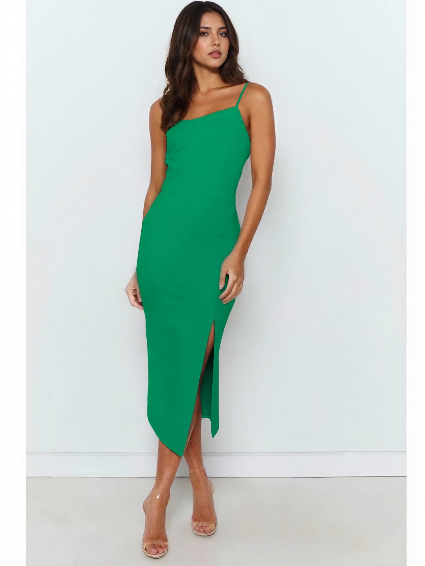 Sofistikerat ärmlöst Midi-Klänning med elegant slit