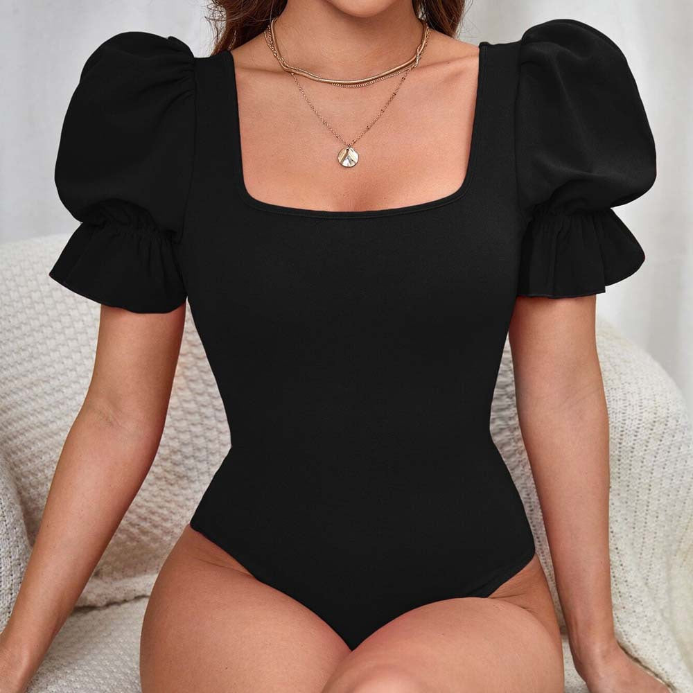 Elegant Body med Puffærmer og Sofistikeret Udsnit