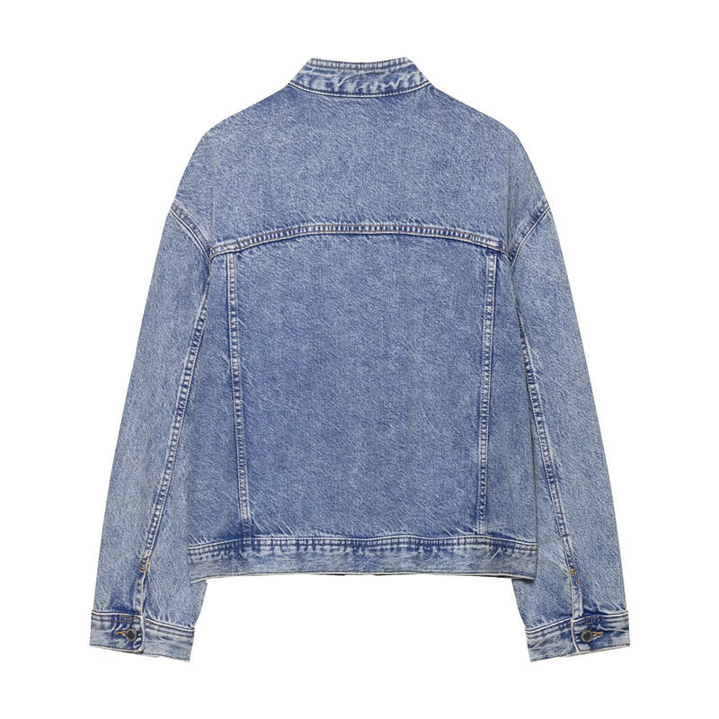 Elegant jeansjacka med asymmetrisk design för den moderna kvinnan