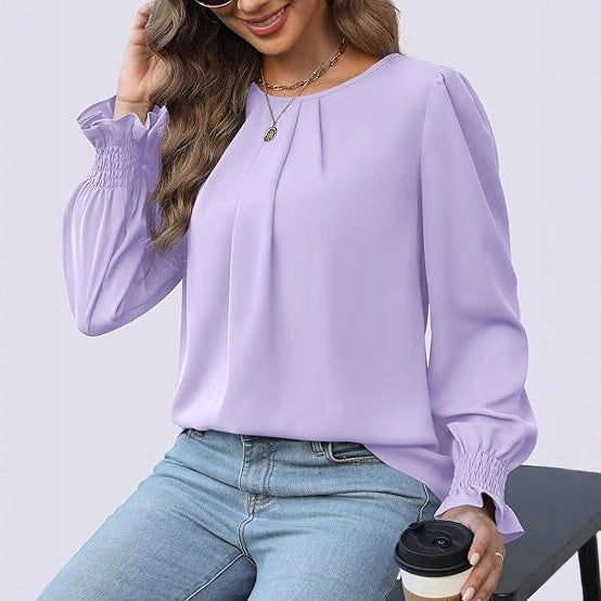 Denim Chic Bluse med Puffærmer