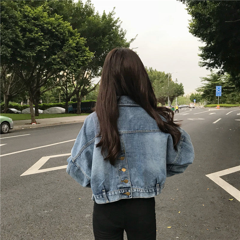 Chic cropped Denimjakke med løs pasform