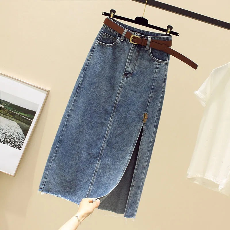 Elegant Maxi-Jeansskørt med feminint snit