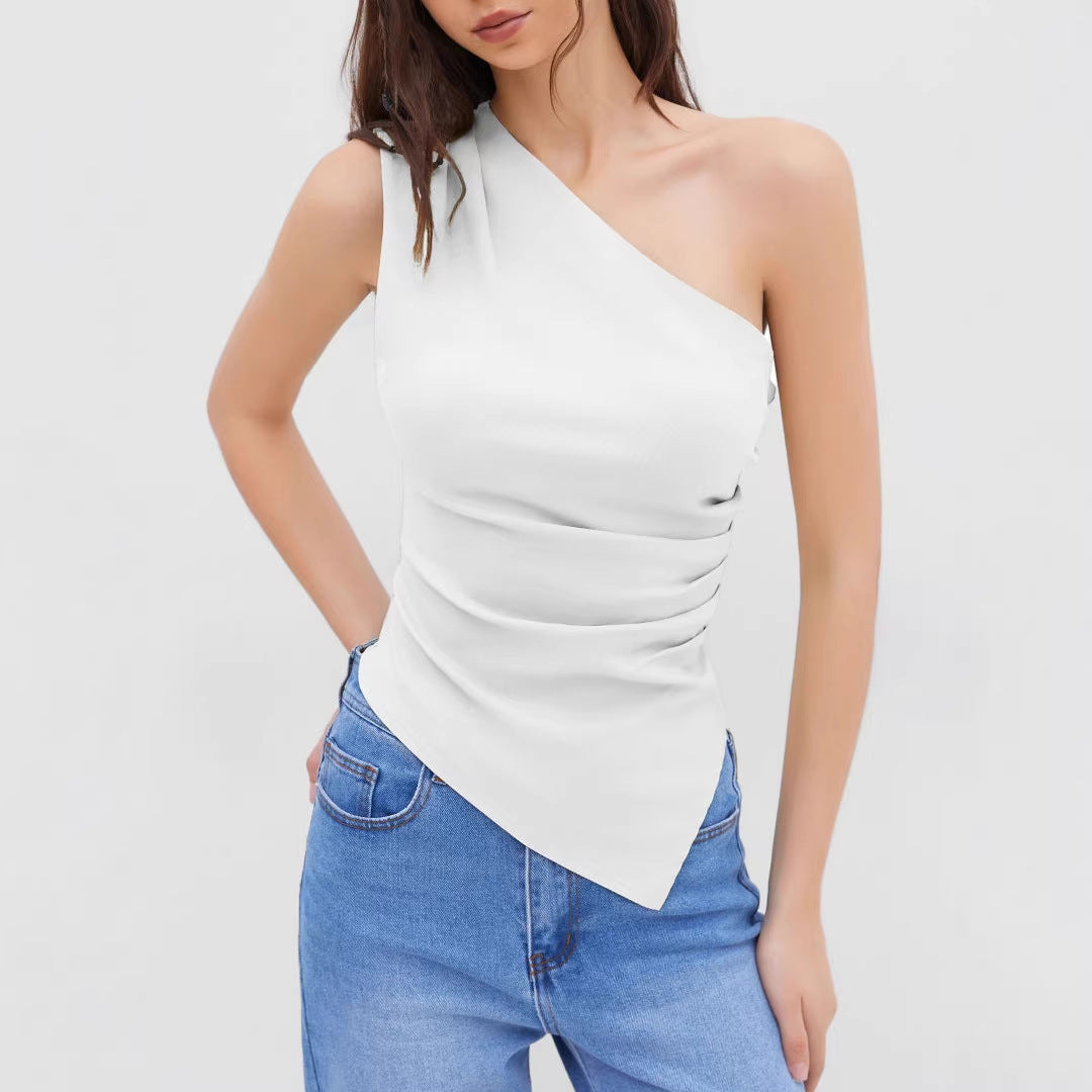 Elegant Asymmetrisk Topp med Finstämd Drapering