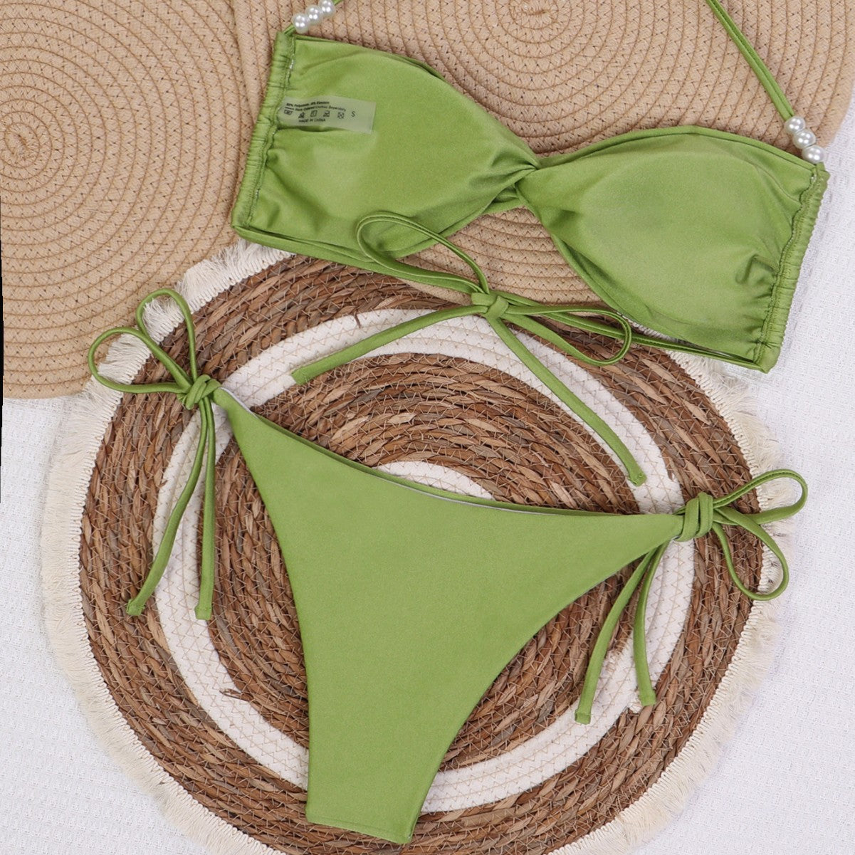 Eleganta Bandeau-Bikini med Chic Detaljer